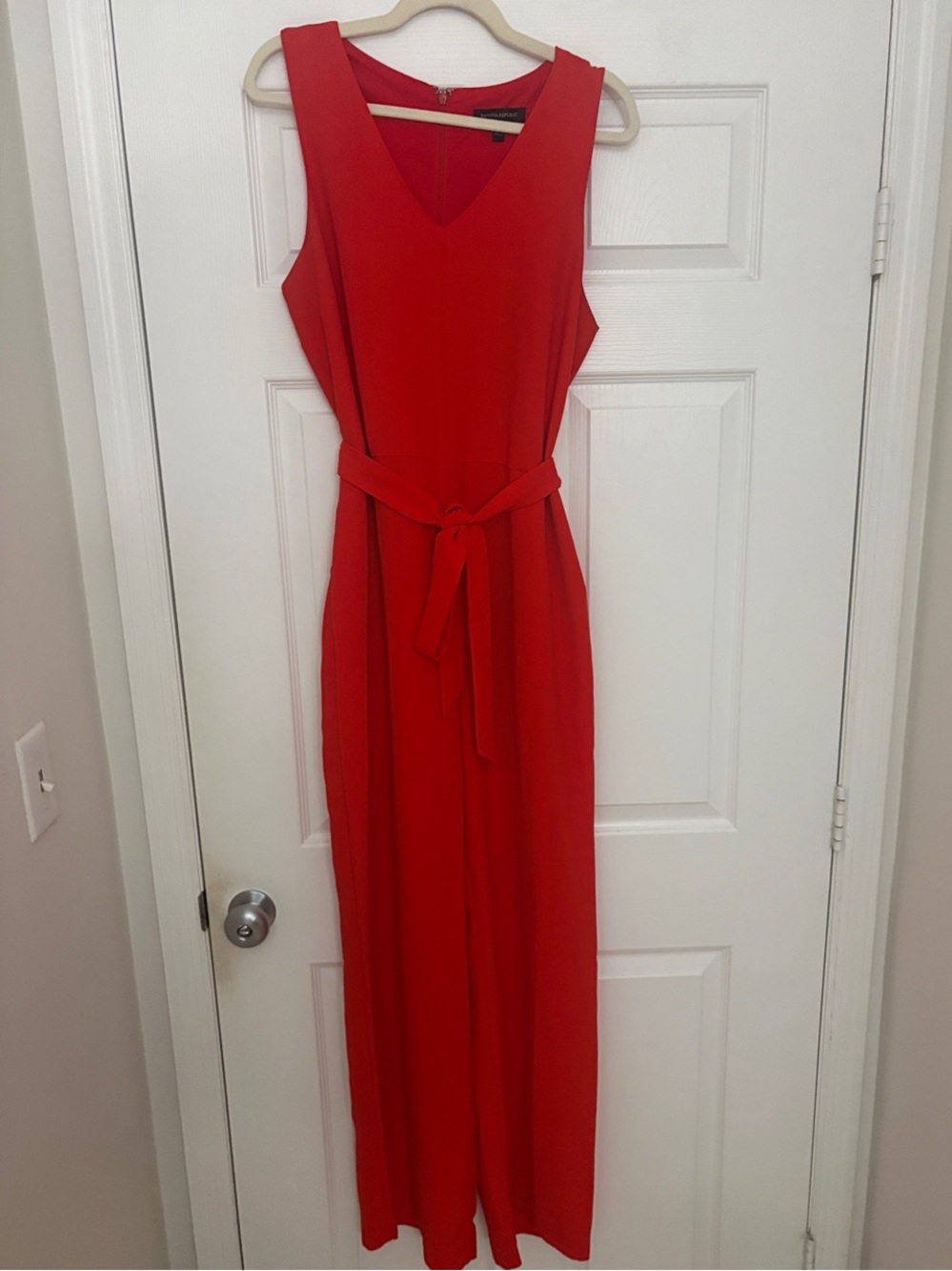Banana Republic Red Wide-Leg Jumpsuit with Waist Tie